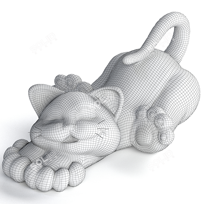 Elegant Cat Sculpture: PBR 3D Model 3D model image 6