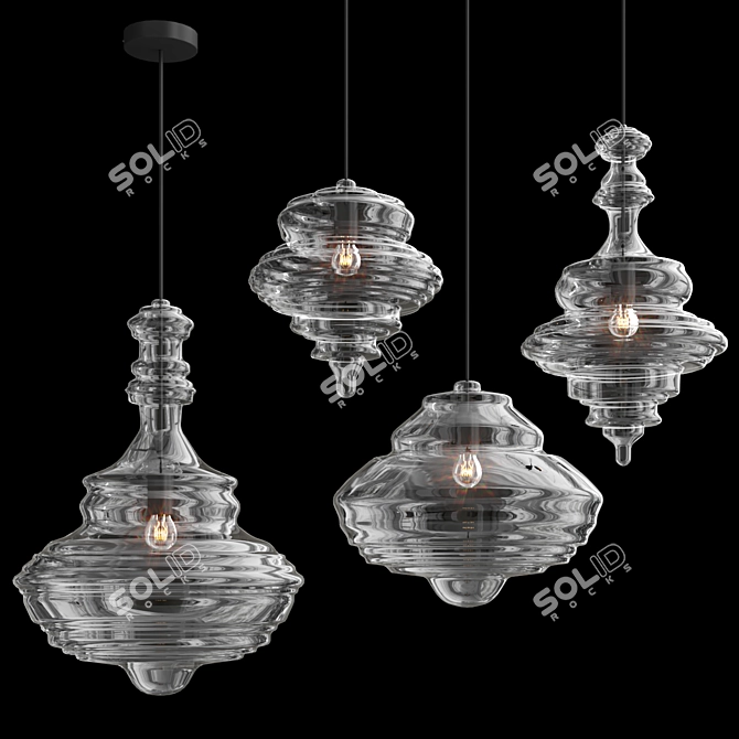 Geometric Glass Pendant Light 3D model image 1