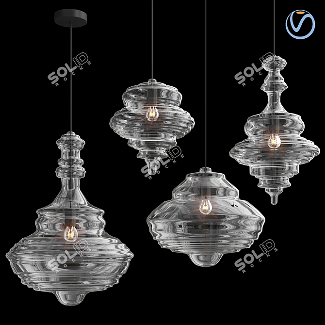 Geometric Glass Pendant Light 3D model image 4