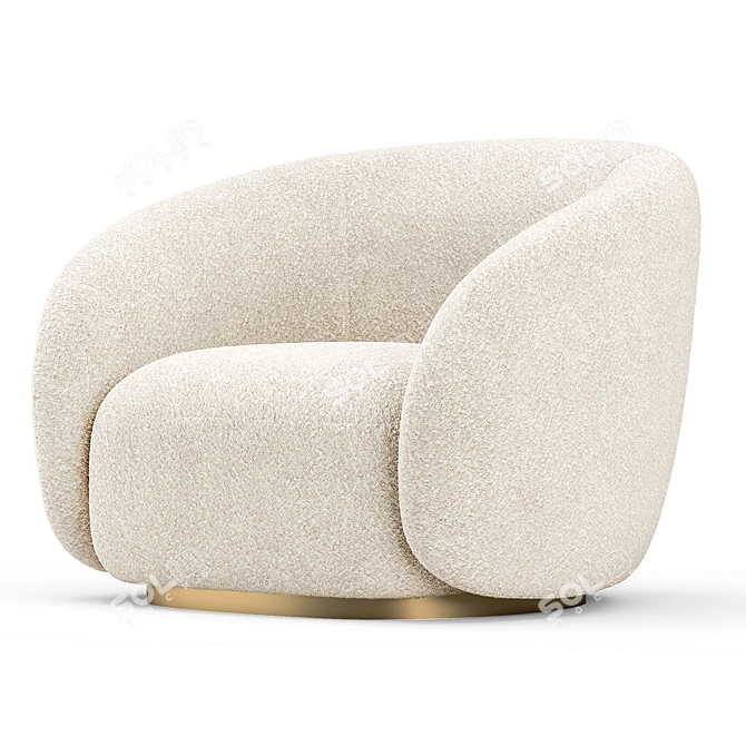 EICHHOLTZ BRICE Swivel Armchair | Cream Boucle 3D model image 2