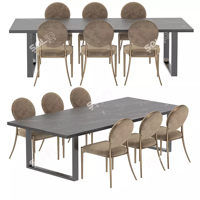 Elegant Remington Dining Set: Luxurious Design, Perfect Dimensions 3D model image 1