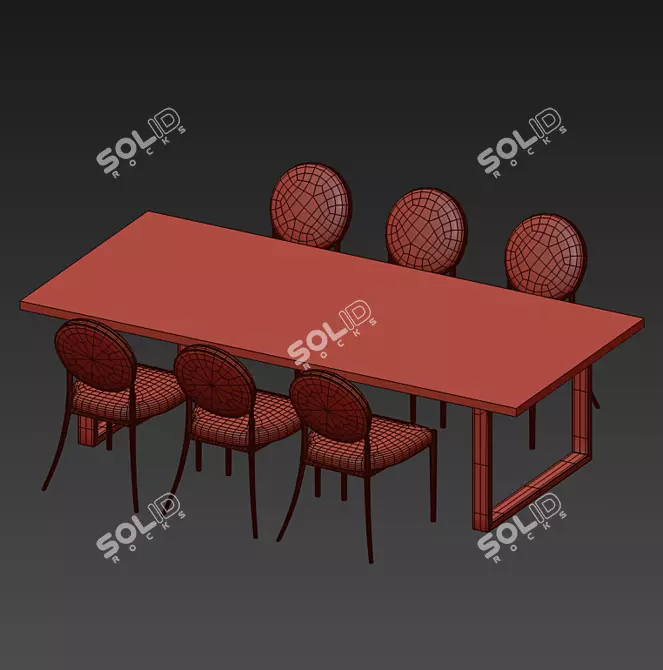 Elegant Remington Dining Set: Luxurious Design, Perfect Dimensions 3D model image 4