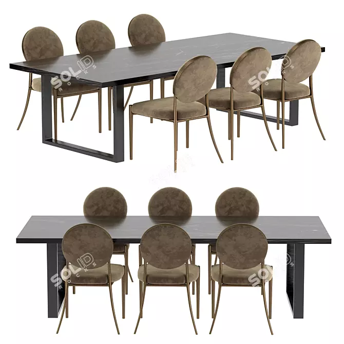 Elegant Remington Dining Set: Luxurious Design, Perfect Dimensions 3D model image 6