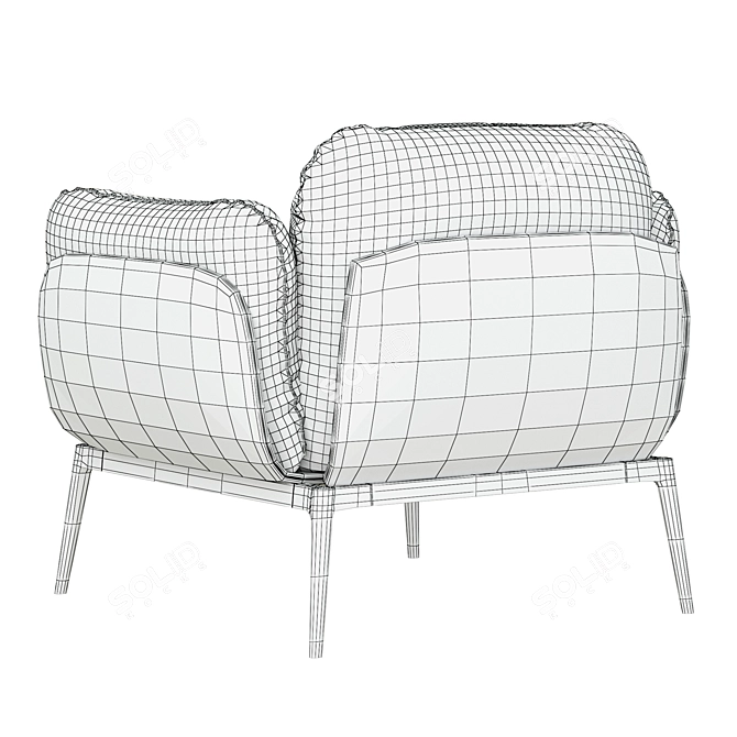 Sleek BROOKLYN Armchair by AMURA 3D model image 7