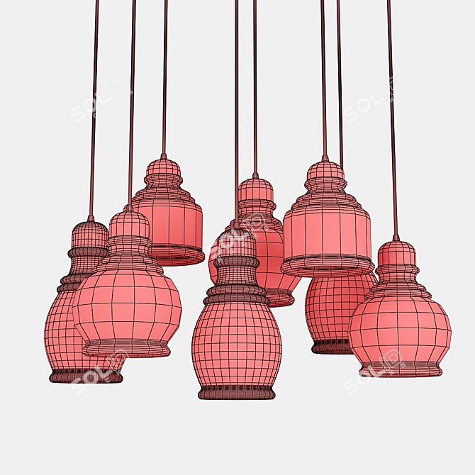 Rustic Cluster Pendant Light 3D model image 3