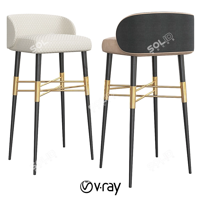 Olympia Modern Bar Stool 3D model image 3