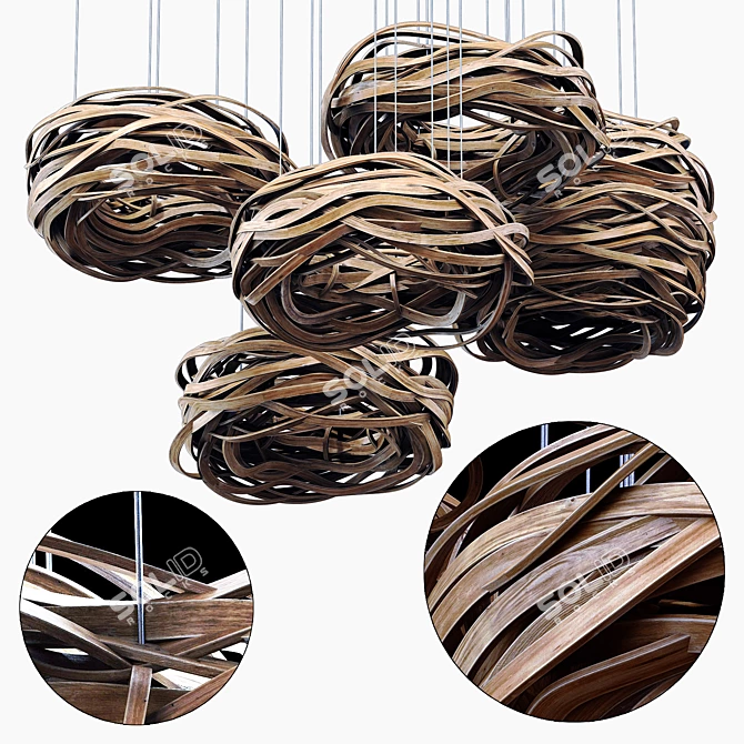 Elegant Wood Nest: Smooth Geometries & High-quality Textures 3D model image 1