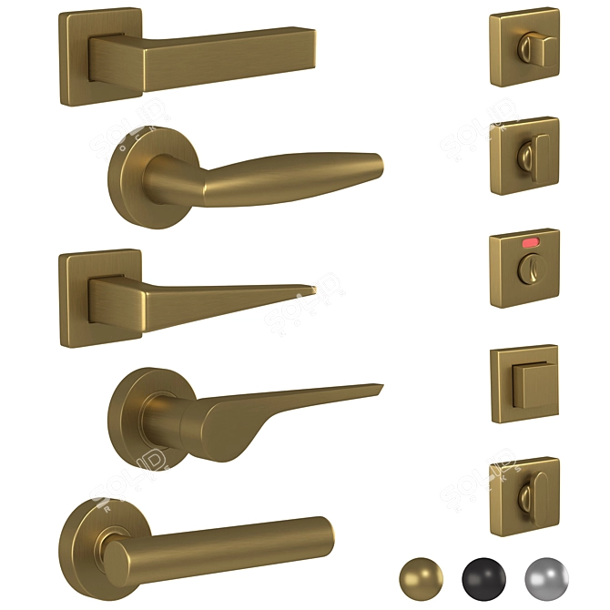 Elegant Olivari Door Handle Set 3D model image 2