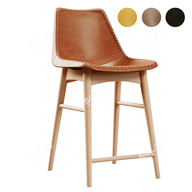 Rustic Chic Leather Counter Stool 3D model image 1