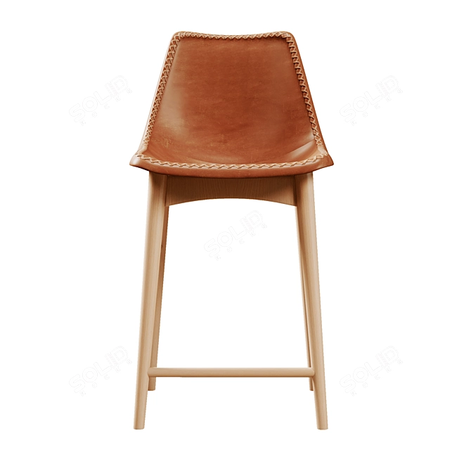 Rustic Chic Leather Counter Stool 3D model image 3