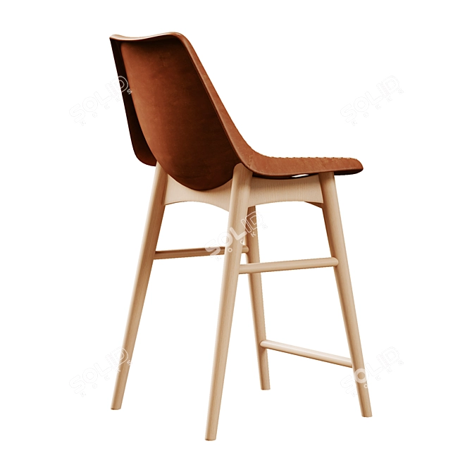 Rustic Chic Leather Counter Stool 3D model image 4