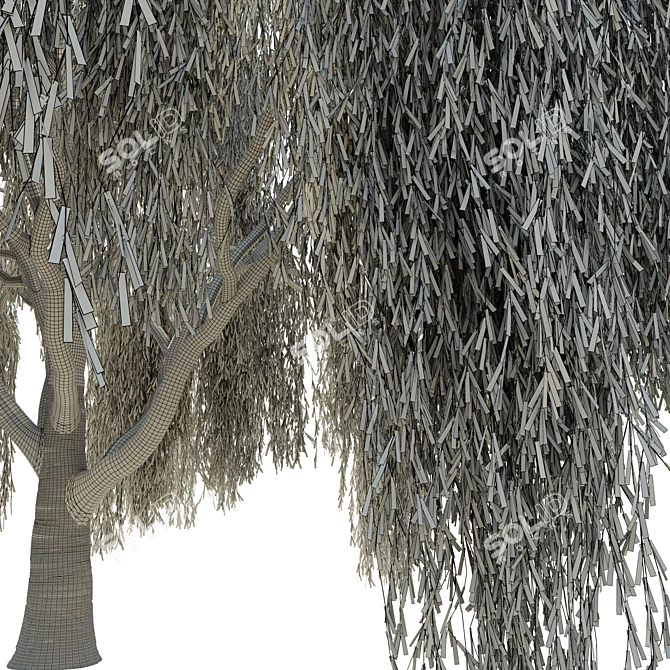 Serene Willow Tree Sculpture 3D model image 4