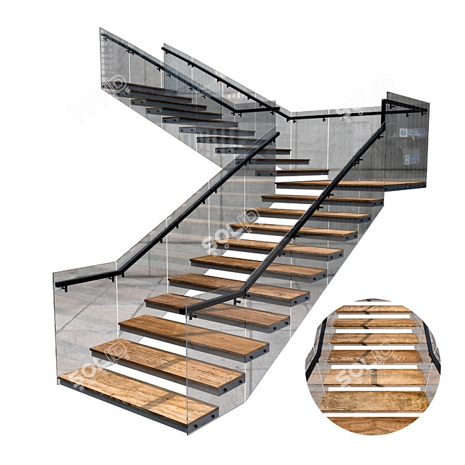 Contemporary Staircase Design 3D model image 1