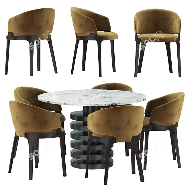 Elegant B_VELIS Chair: Stylish Column Table Included 3D model image 2