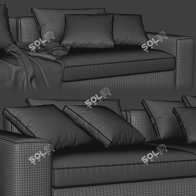 Stylish Poliform Dune 3-Seater Sofa 3D model image 5