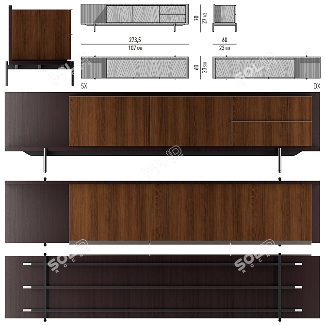 Modern Minimalist Bookcase: Minotti Superquadra 2021 3D model image 3