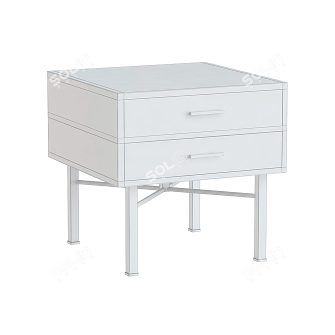 Elegant Bicolor Nightstand with Metal Legs 3D model image 2