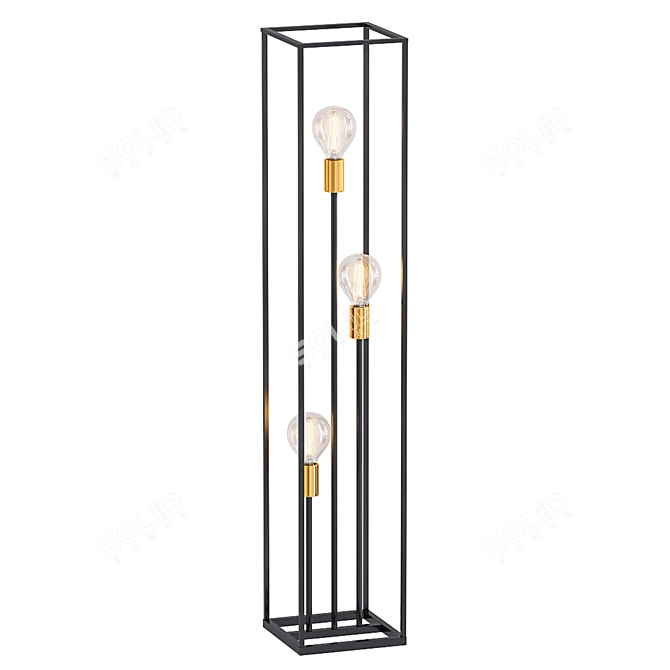 Sleek Black Ruben Floor Lamp 3D model image 3