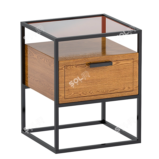 Modern Industrial Nightstand 3D model image 3