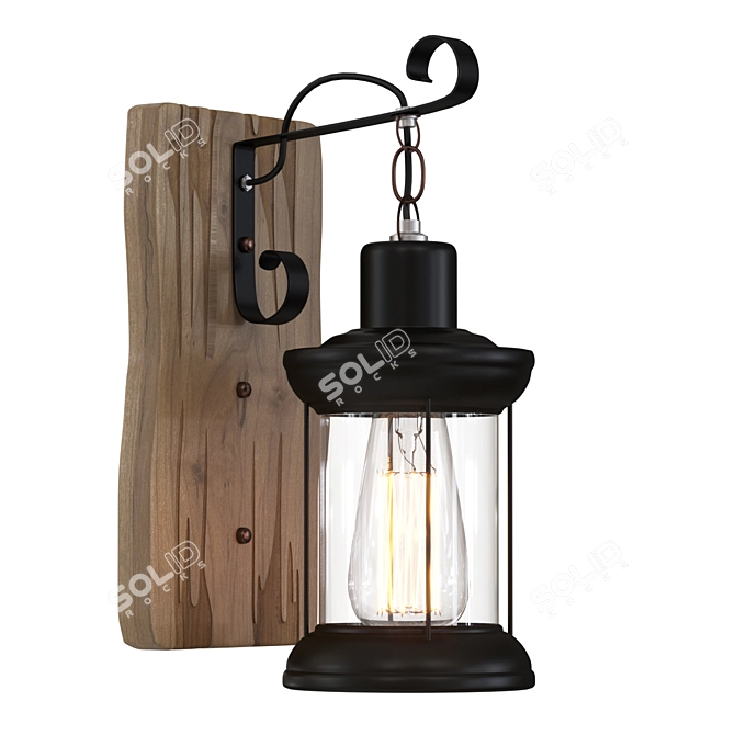 Rustic Metal Lantern Wall Light 3D model image 1