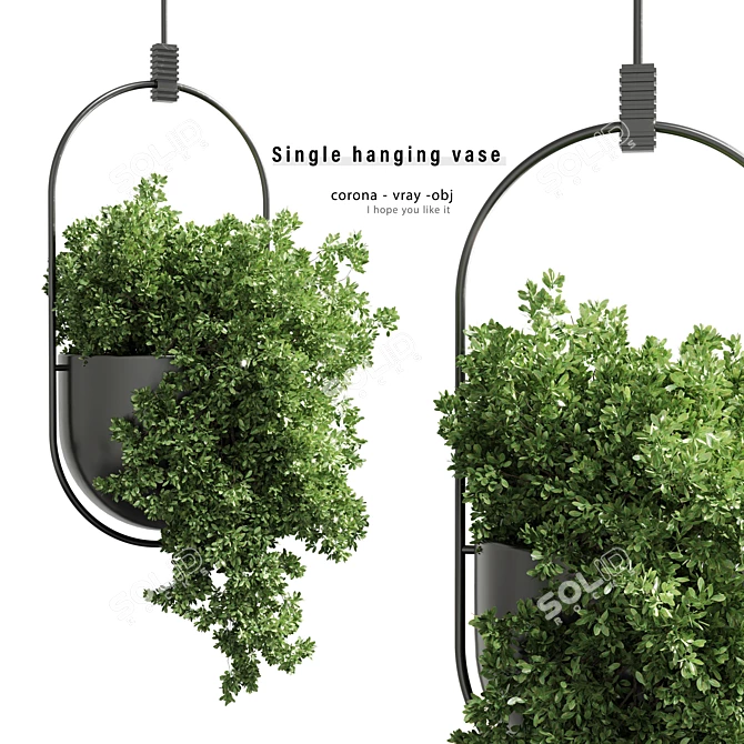 Elegant Metal Hanging Pot for Indoor Plants 3D model image 1