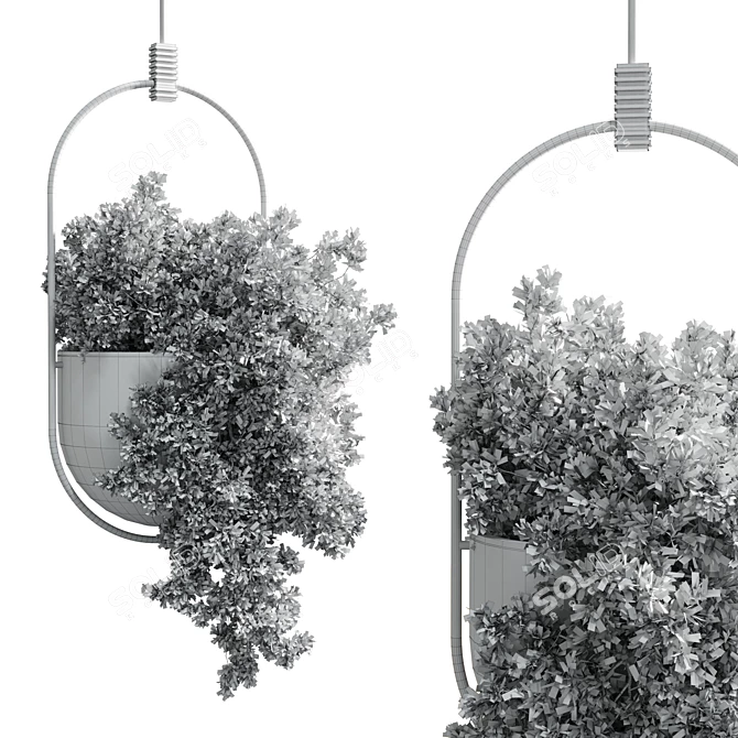 Elegant Metal Hanging Pot for Indoor Plants 3D model image 3