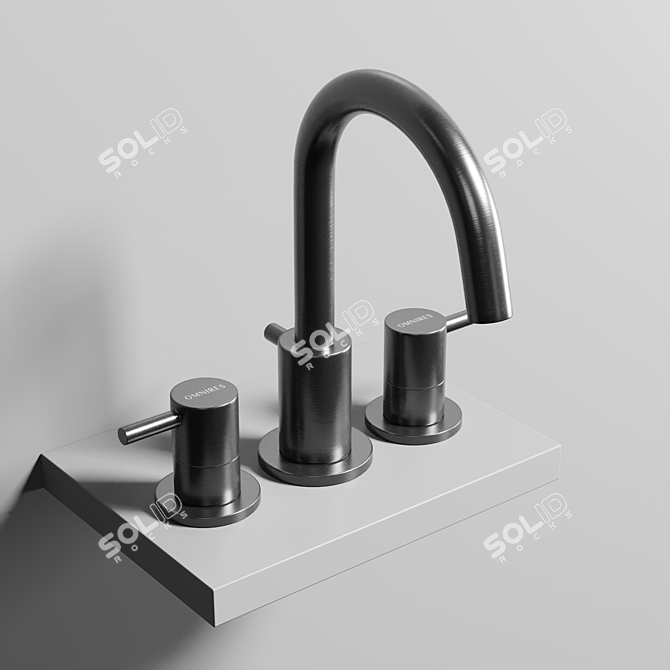 Omnires Y Collection: Black Steel Bath Faucet 3D model image 2