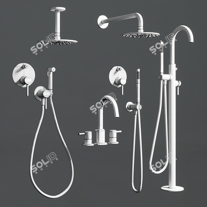 Omnires Y Collection: Black Steel Bath Faucet 3D model image 5