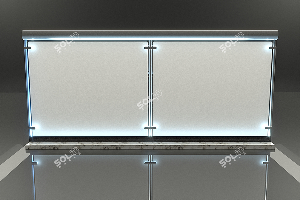 Backlit Metal and Glass Handrail 3D model image 1