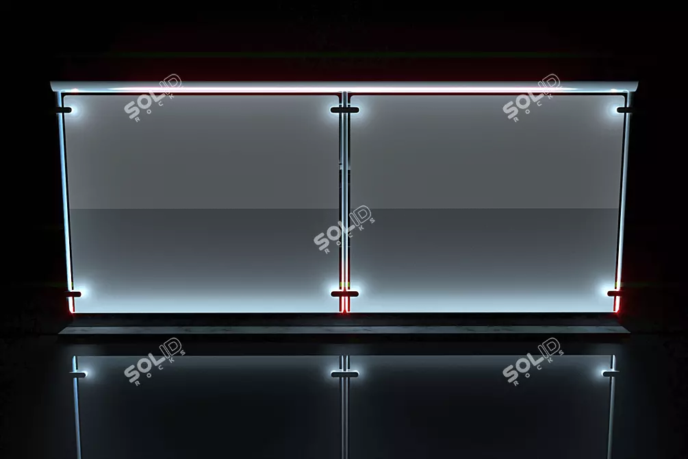 Backlit Metal and Glass Handrail 3D model image 2