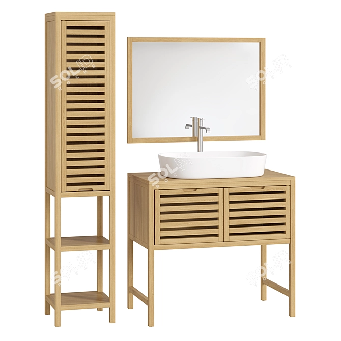 Haumea Acacia Bathroom Furniture Set 3D model image 4