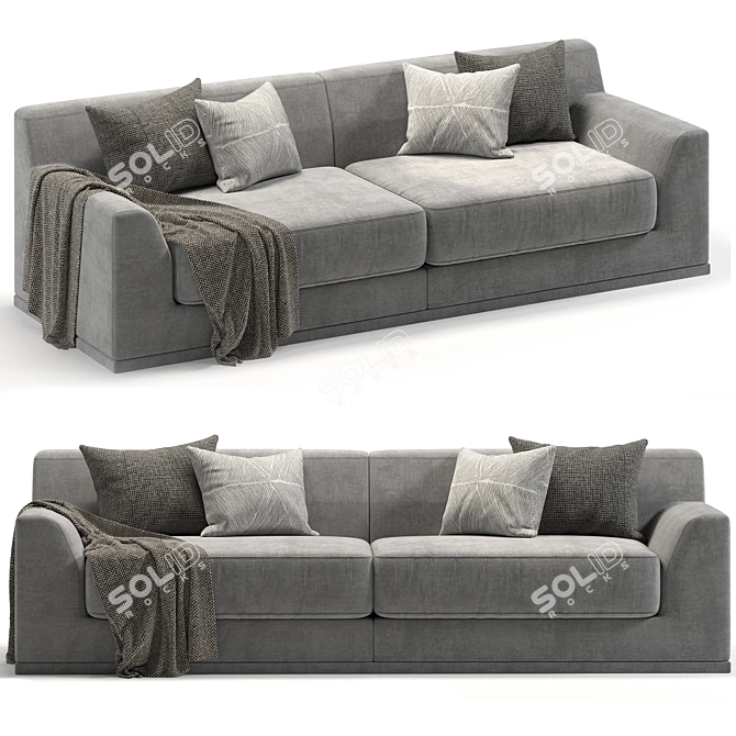 Elegant Velvet Double Sofa 3D model image 2