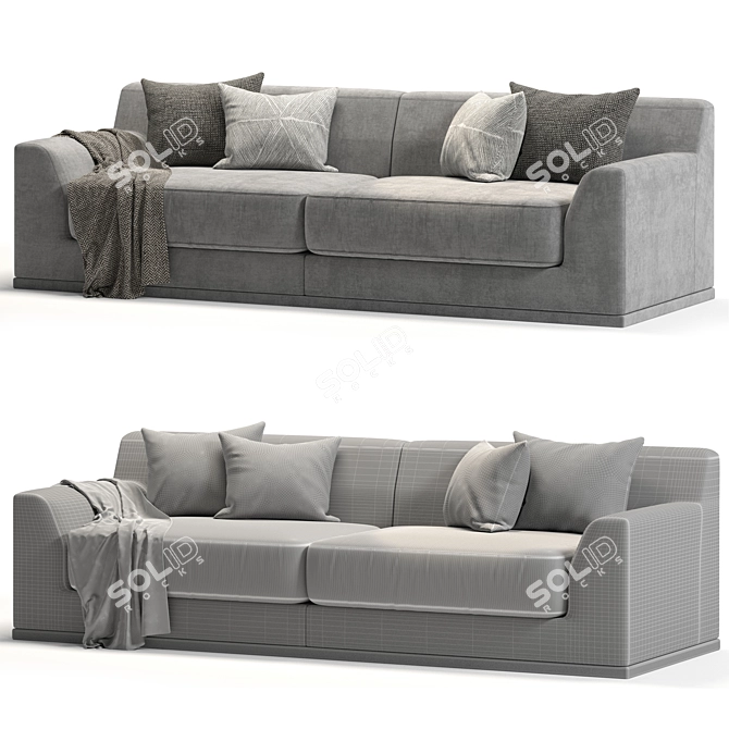 Elegant Velvet Double Sofa 3D model image 3