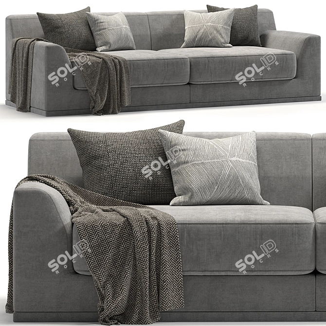 Elegant Velvet Double Sofa 3D model image 5
