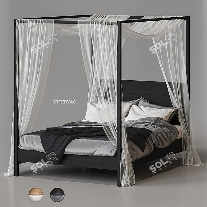 Elegant Yttervåg Four-Poster Bed 3D model image 2