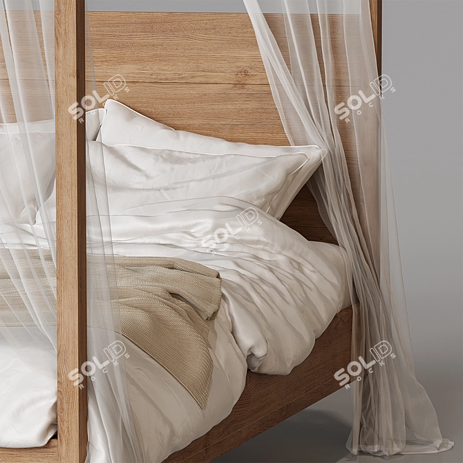 Elegant Yttervåg Four-Poster Bed 3D model image 3