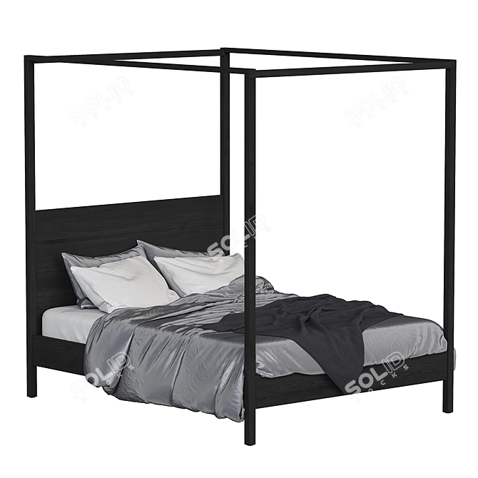 Elegant Yttervåg Four-Poster Bed 3D model image 5