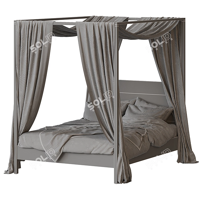 Elegant Yttervåg Four-Poster Bed 3D model image 6