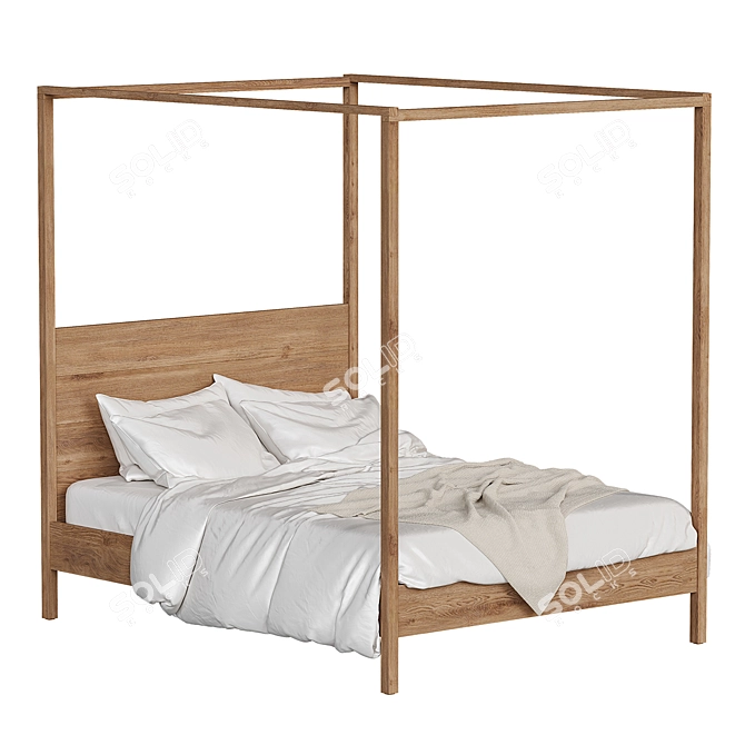 Elegant Yttervåg Four-Poster Bed 3D model image 7