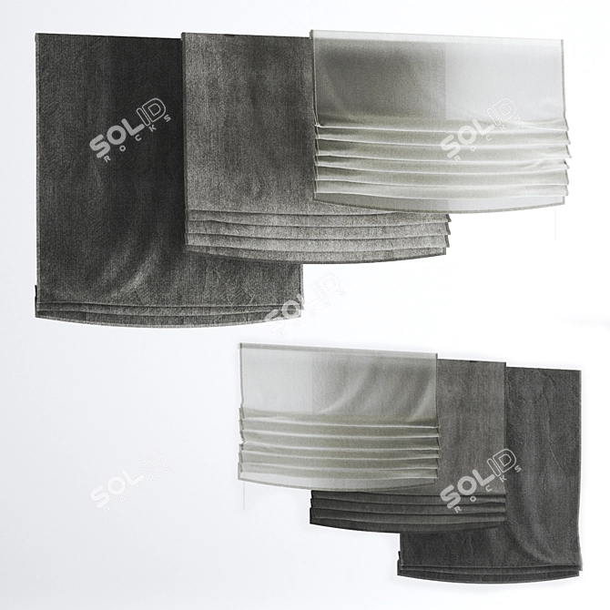 Elegant Roman Curtains Set 3D model image 1