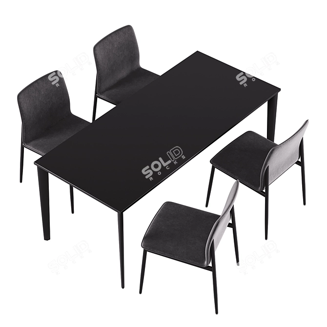 Modern BoConcept Torino Chair & Newport Table Set 3D model image 7