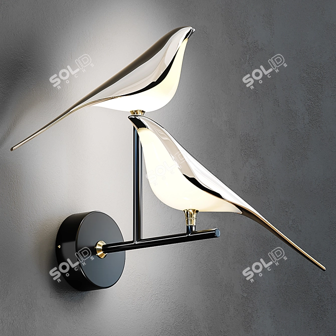 Golden Birds LED Wall Light 3D model image 3