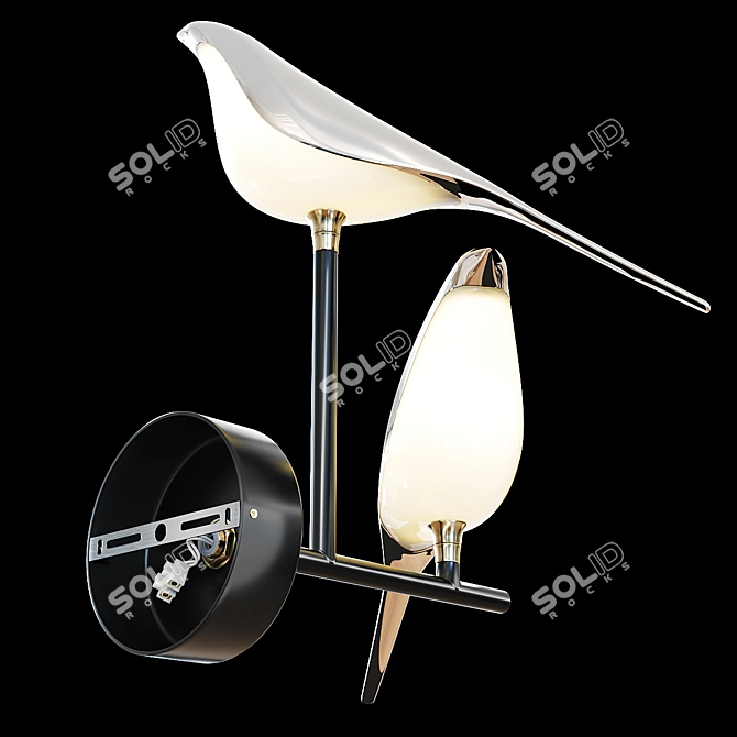 Golden Birds LED Wall Light 3D model image 4