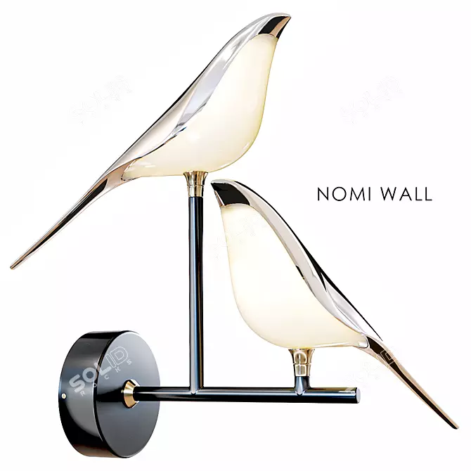 Golden Birds LED Wall Light 3D model image 7