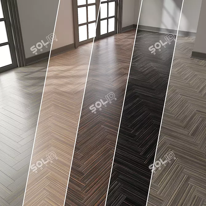 Elegant Herringbone Parquet | 5 Colors 3D model image 1