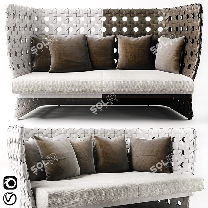 Elegant Canasta Outdoor Sofa 3D model image 4