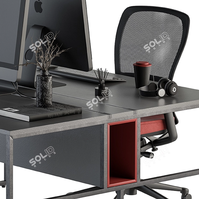 Red and Black Employee Set: Office Furniture 3D model image 3