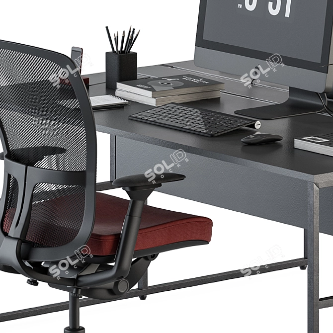Red and Black Employee Set: Office Furniture 3D model image 4