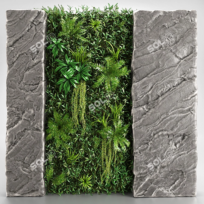 Stone Wall Vertical Garden 3D model image 1