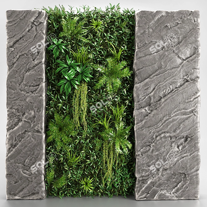 Stone Wall Vertical Garden 3D model image 3